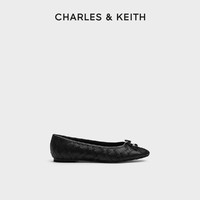 CHARLES&KEITH25春CK1-70900563平底蝴蝶结织芭蕾舞鞋单鞋 Black黑色 41