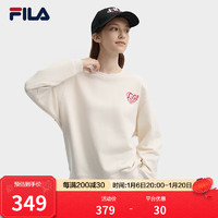 FILA 斐乐 官方情侣款套头卫衣2024秋季新款简约宽松针织长袖上衣 蒸汽白-IV L