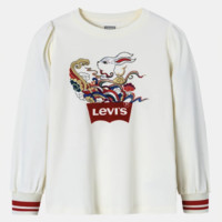 Levi's 李维斯 童装春季兔年限定女童长袖T恤儿童打底衫 古老白 110/52(4)