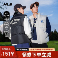 MLB男女秋季学院风字母logo羽绒马甲背心3ADVV1046-50BKS-S