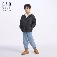 Gap 男女童2024秋季新款小熊logo立领羽绒服 黑色 160cm(14-15岁)亚洲尺码