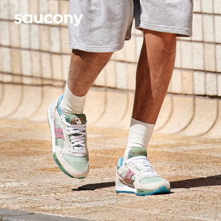 Saucony索康尼SHADOW 5000豆沙鞋经典复古休闲鞋男女夏季百搭运动鞋 白彩兰S70743-1 44 (280mm)