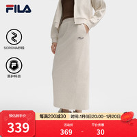 FILA 女士针织裙2024秋时尚休闲半身裙卫衣裙一步裙 奶酪花灰