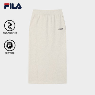 FILA 斐乐女士针织裙2024秋时尚休闲半身裙卫衣裙一步裙 奶酪花灰-LM L 170/70A 170/70A/L