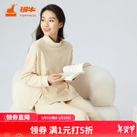 铜牛设计师系列斜格异面布半高领女居家上装秋季长袖衫VS306 卡其色 L (170/95)
