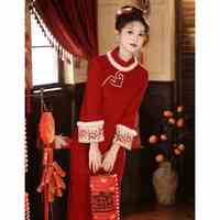 宜芸狐(YIYUNHU)2024秋冬复古安可拉红旗袍过年拜年服新年战袍女装SAN 安可拉红【卿卿如意】 S