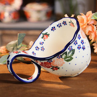 共禾京品（JINGREPUBLIC）高颜值波兰彩复古早餐杯陶瓷马克杯大口径杯子女士大容量燕麦杯 石榴花开 盛夏花开