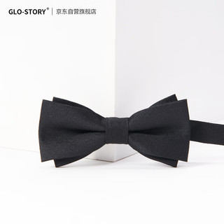 GLO-STORY男士领结结婚新郎伴郎宴会派对正装商务绅士双层领结MLD824069 黑色磨砂-双结