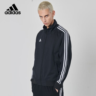 adidas阿迪达斯男女款经典条纹外套经典休闲运动服春秋季薄夹克 【春秋款】黑底白条纹  S（身高157-162厘米）