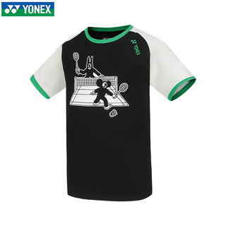 YONEX2024尤尼克斯羽毛球服男女速干短袖艺术家合作运动T恤训练服 115424 黑色 M