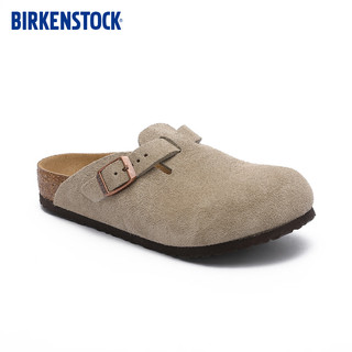 BIRKENSTOCK 勃肯 儿童牛皮绒面革外穿软木包头拖鞋Boston系列 沙色窄版1027875 32码