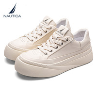 NAUTICA/诺帝卡女鞋子夏季一脚蹬休闲舒适平底薄款透气小白鞋 】米 41