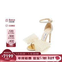 JIMMY CHOO 周仰杰 新年礼物 高跟凉鞋 AVELINE 100 BKO 231 PLATINUM ICE IVORY 36