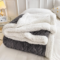 索隆双面绒AB版塔芙绒羊羔绒毯子双层加绒毛毯 塔夫毯-灰色DB 120*200cm