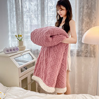 索隆双面绒AB版塔芙绒羊羔绒毯子双层加绒毛毯 塔夫毯-豆沙DB 180*200cm约3.6斤