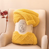 索隆双面绒AB版塔芙绒羊羔绒毯子双层加绒毛毯 塔夫毯-姜黄同色DB 100*150cm