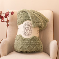 索隆双面绒AB版塔芙绒羊羔绒毯子双层加绒毛毯 塔夫毯-茶绿同色DB 70*100cm