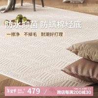 AOVOC奶油风素色地毯客厅防水抑菌卧室沙发茶几毯法式浮雕01 160*240cm