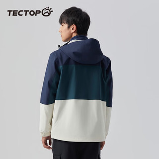 探拓（TECTOP）三合一冲锋衣男冬季款休闲外套户外防风保暖登山服 男款午夜蓝/森林绿 XL