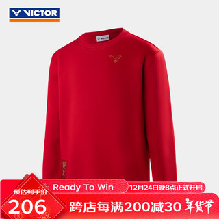 VICTOR 龙腾四海系列 羽毛球服 儿童保暖针织卫衣 T-403JR CNY T-403JR CNY D（红） 155cm