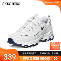 移动端、京东百亿补贴：SKECHERS 斯凯奇 女鞋小白熊女士休闲鞋子厚底增高百搭运动软底老爹鞋女99999863 白色/海军蓝色/WNV 37