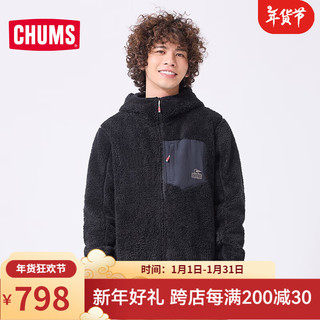 CHUMS 秋冬连帽拼接抓绒衣户外保暖休闲抓绒外套上衣CH04-1387 CH04-1435-K001 L/175