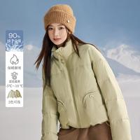 立领保暖鸭绒羽绒服女2024冬季时尚百搭宽松小个子短外套