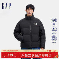 Gap 男女装2024秋冬防风防泼水刺绣logo立领羽绒服外套677674 黑色 175/96A(L) 亚洲尺码