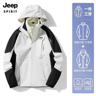 JEEP SPIRIT 吉普 冲锋衣男女情侣款夹克外套三合一两件套保暖户外登山服外套 1818/ XL