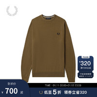 FRED PERRY 男士休闲针织衫冬季经典麦穗宽松保暖羊毛衫K9601 BWX/咖啡色 L