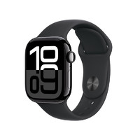 苹果 Apple Watch Series 10 智能手表46毫米亮黑色铝金属表壳黑色运动型表带S/MMX263CH/B