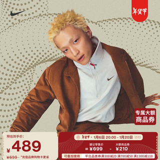 NIKE 耐克 灵蛇迎新系列男加绒运动衫春季葛曼棋同款HV8205 072浅骨色 L