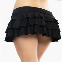 南月奚齐穴小短裙25cm迷你短裙性感无打底百褶裙软妹舞蹈裙夜店短裙制服 黑色 2 XL 腰围110-1