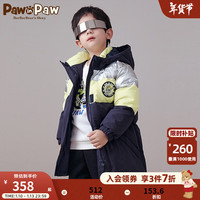PawinPaw卡通小熊童装冬男童中长款撞色连帽羽绒服外套 Navy59/藏青色 120 cm