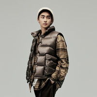 太平鸟男装亮面羽绒马夹潮流立领背心B2AGD4310 咖啡色1(阔型) M