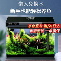 鱼之宝 Fish treasure 鱼缸水族箱白玻璃直角生态鱼缸过滤器玻璃鱼缸家用客厅彩灯鱼缸 G