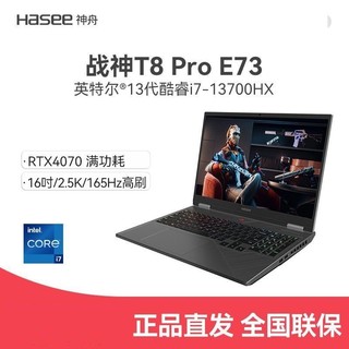 百亿补贴：神舟 战神T8PRO E73 i7-13700HX/4070 8G独显电竞游戏笔记本电脑