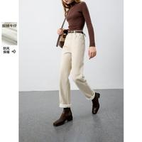 【2024冬季】加绒牛仔裤宽松老爹直筒裤刺绣长裤休闲裤装女M