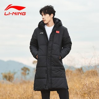 百亿补贴：LI-NING 李宁 羽毛球服棉服 男士长款过膝2024冬季连帽防风保暖运动上衣外套