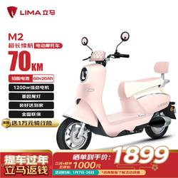 立马电动车 LIMA 立马电动摩托车M2时尚版70公里长续航电动车1200W高速电摩铅酸电池60V20Ah外卖上班代步电瓶车贝壳粉