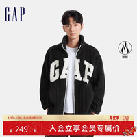 GAP男装2024秋冬新款仿羊羔绒拉链立领外套加厚保暖上衣680251