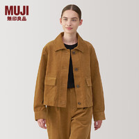 无印良品（MUJI） 女式 木棉混 灯芯绒夹克 女外套秋冬款 长袖 美拉德24年冬 驼色 XL (165/92A)