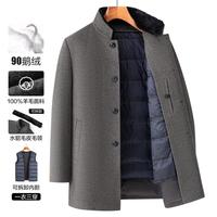 【100羊毛 90鹅绒】外套男水貂毛皮大衣男商务休闲男士大衣