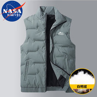 NASA MARVEL羽绒马甲男冬季马夹外套短款无袖羽绒服背心保暖 豆绿 5XL 5XL（185-205斤）