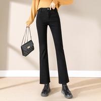 【加绒加厚保暖九分喇叭裤】冬季加厚款女式喇叭牛仔裤长裤子女