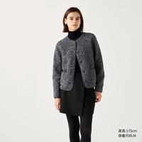 优衣库 UNIQLO 女装仿羊羔绒摇粒绒圆领开衫/千金风外套秋冬新款472938