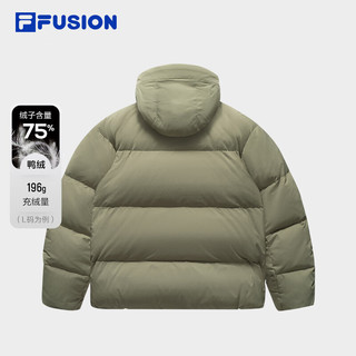 FILA FUSION斐乐潮牌羽绒服男2024冬季休闲宽松连帽保暖外套 深褐卡其色-DK 2XL 185/104A