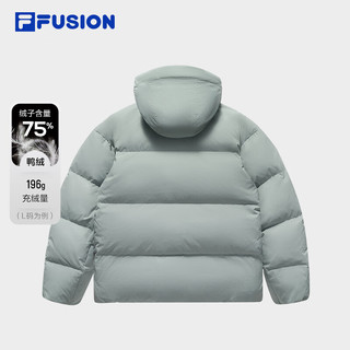 FILA FUSION斐乐潮牌羽绒服男2024冬季休闲宽松连帽保暖外套 瓦石灰-GY S 165/88A