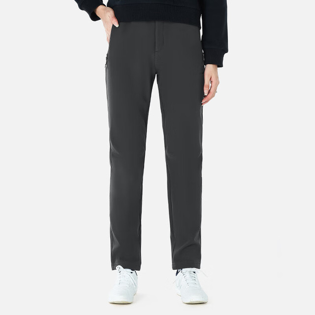 探拓 女款 加绒保暖防风软壳冲锋裤 PW7610 深灰色 XL