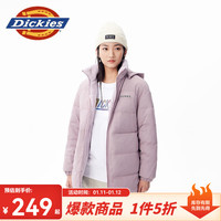 dickies羽绒服 女式双面两穿放羊羔绒羽绒服连帽外套10808 藕紫色 M 充绒量:80g
